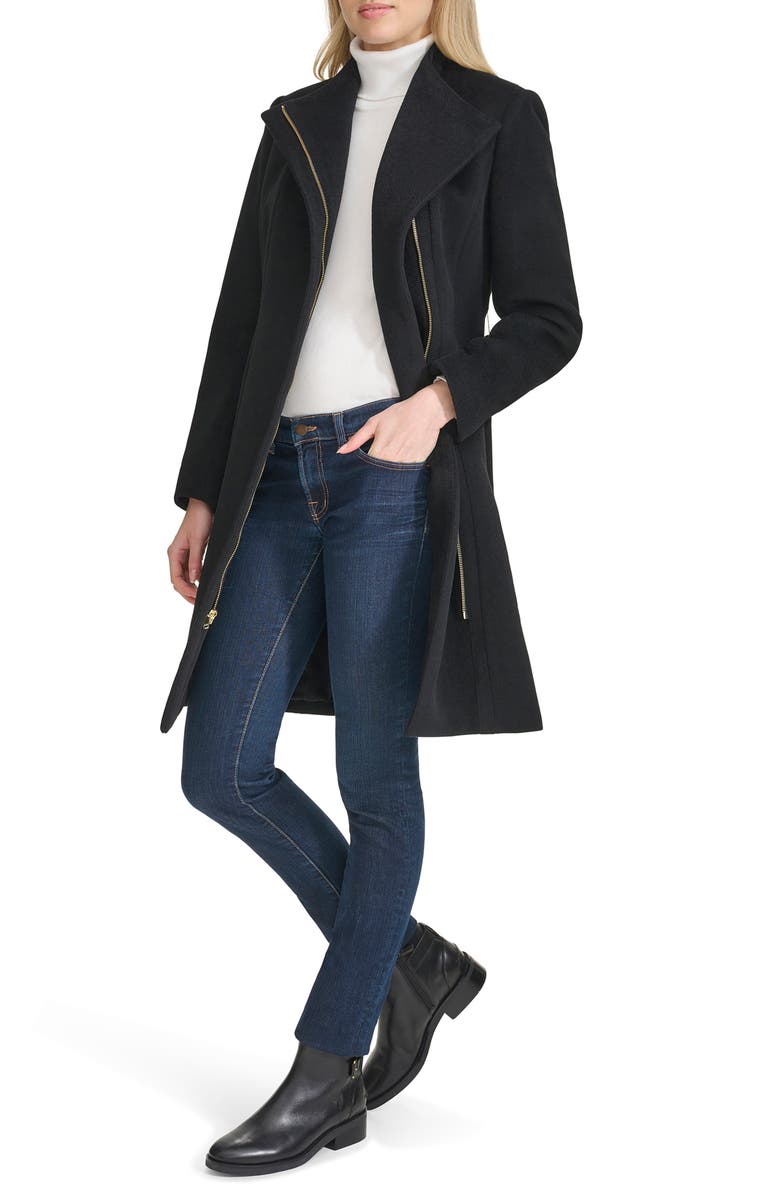Cole Haan Belted Wool Blend Coat, Alternate, color,
