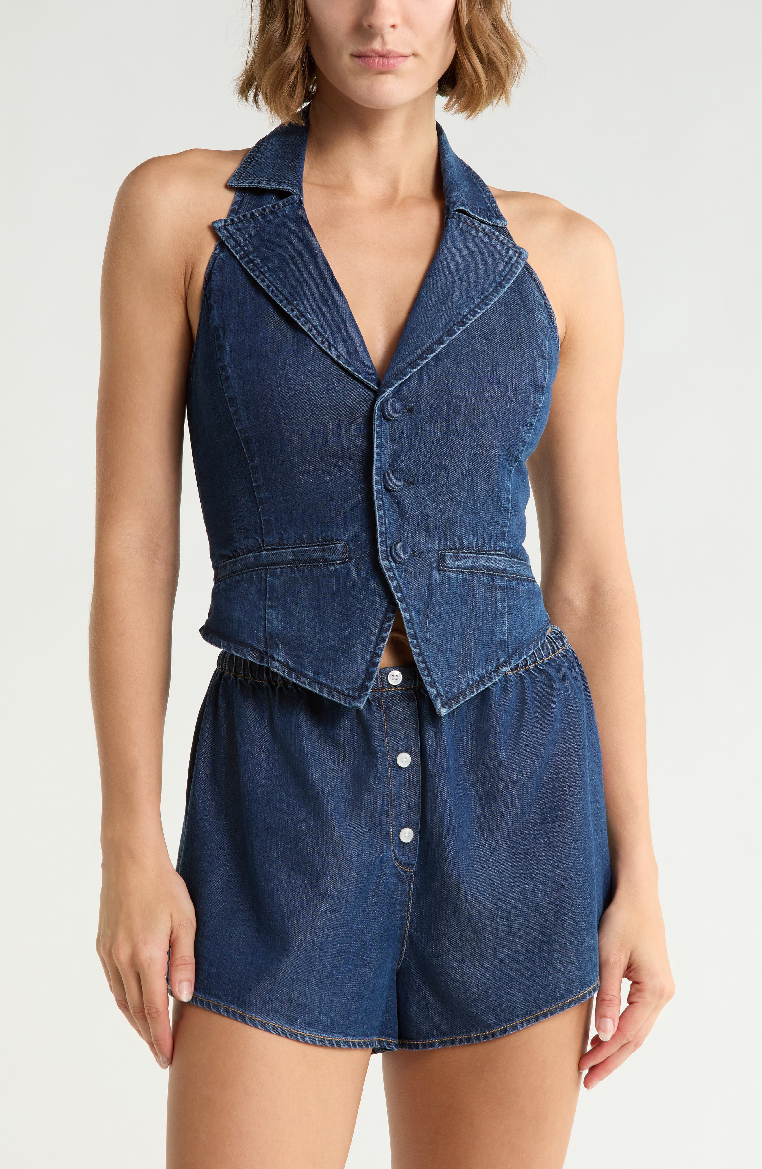 Denim Halter Vest