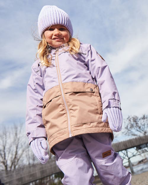Deux Par Deux Girl's Colorblock Mid-season Jacket Lilac And Taupe In Lilac And Taupe