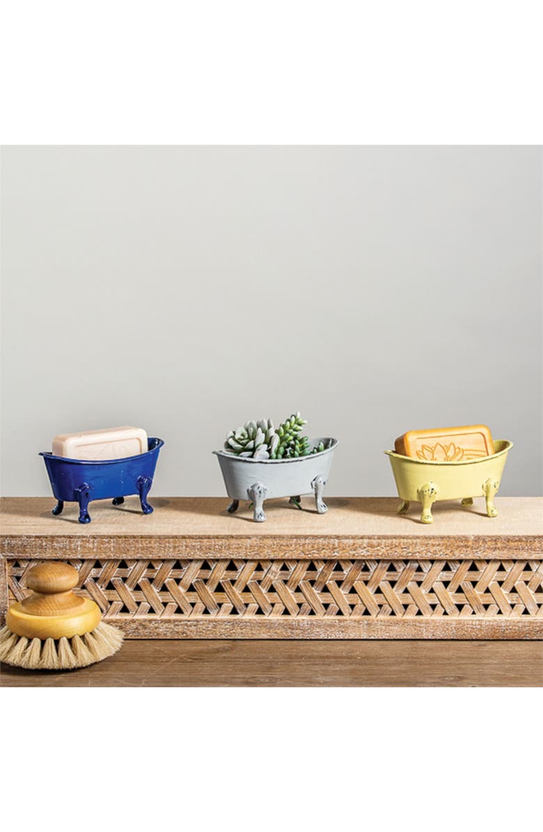 Foreside Home and Garden Enamel Bathtub Soap Dish, Alternate, color, Gray