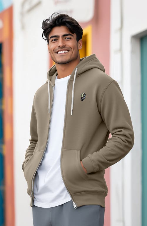 Dalix Lightning Bolt Zip Hoodie In Heather Stone