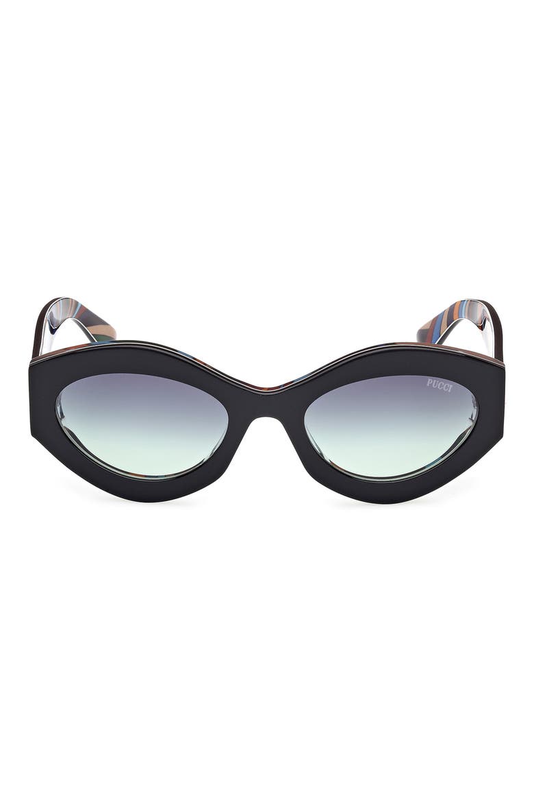 54mm Gradient Geometric Sunglasses, Main, color, BLACK PATTERN / GREEN SMOKE