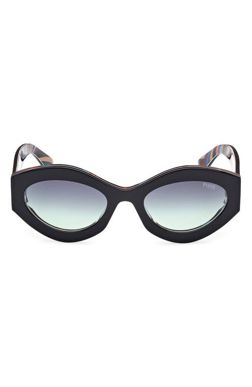 Emilio Pucci 54mm Gradient Geometric Sunglasses in Black Pattern /Green Smoke 