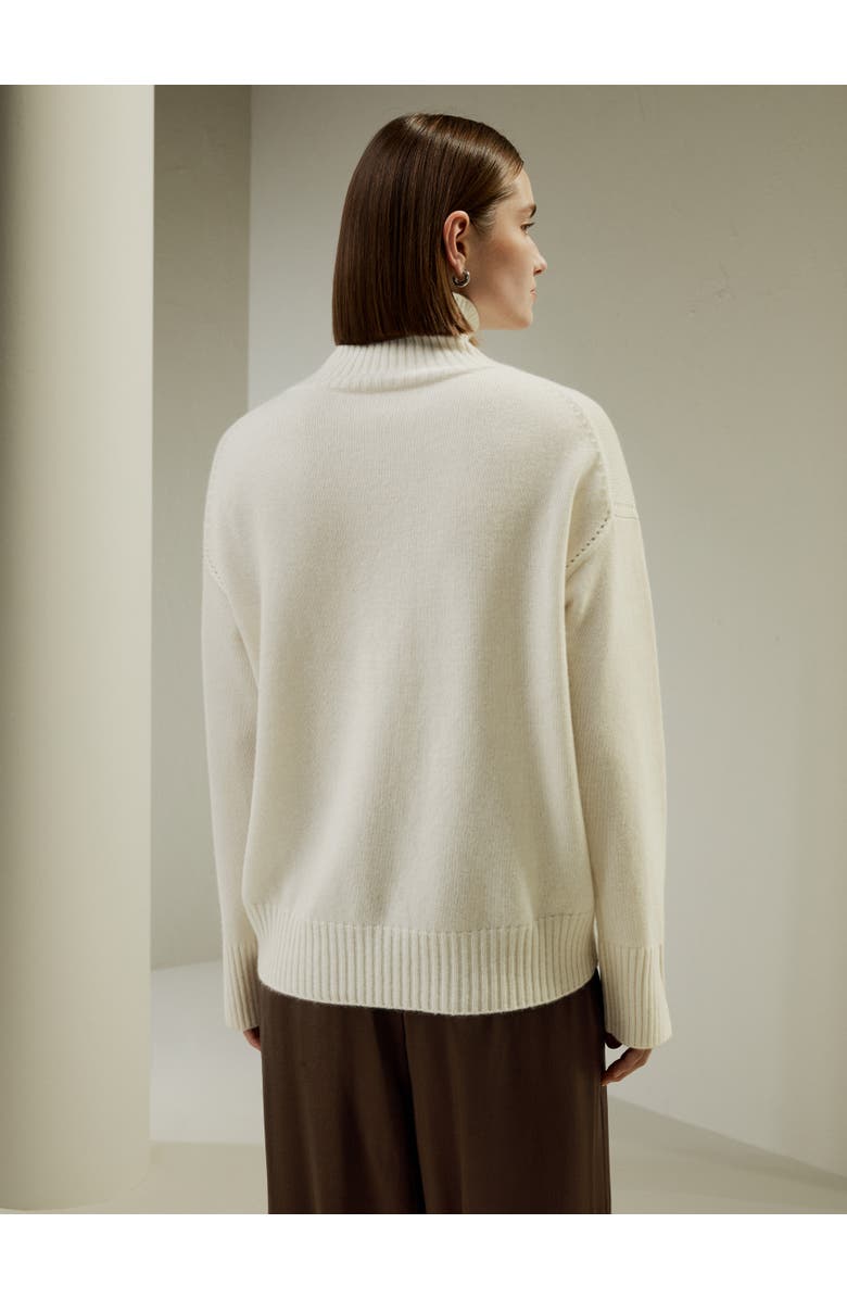 Lilysilk Turtleneck Relaxed-Fit Cashmere Sweater, Alternate, color, White