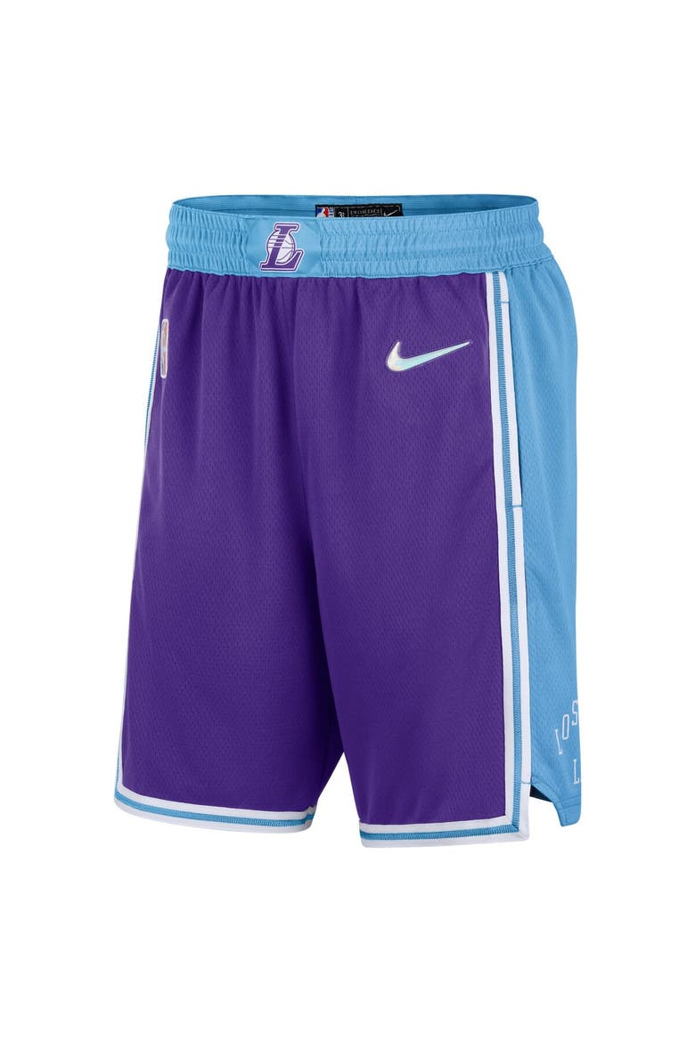 Men's Nike Purple/Blue Los Angeles Lakers 2021/22 City Edition Swingman Shorts, Alternate, color, Purple