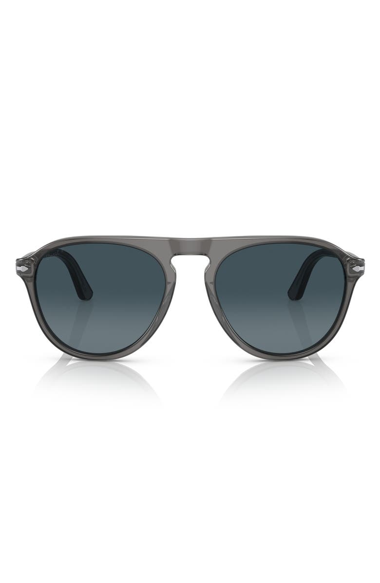 Persol 55mm Gradient Polarized Pilot Sunglasses, Alternate, color, Transparent Grey