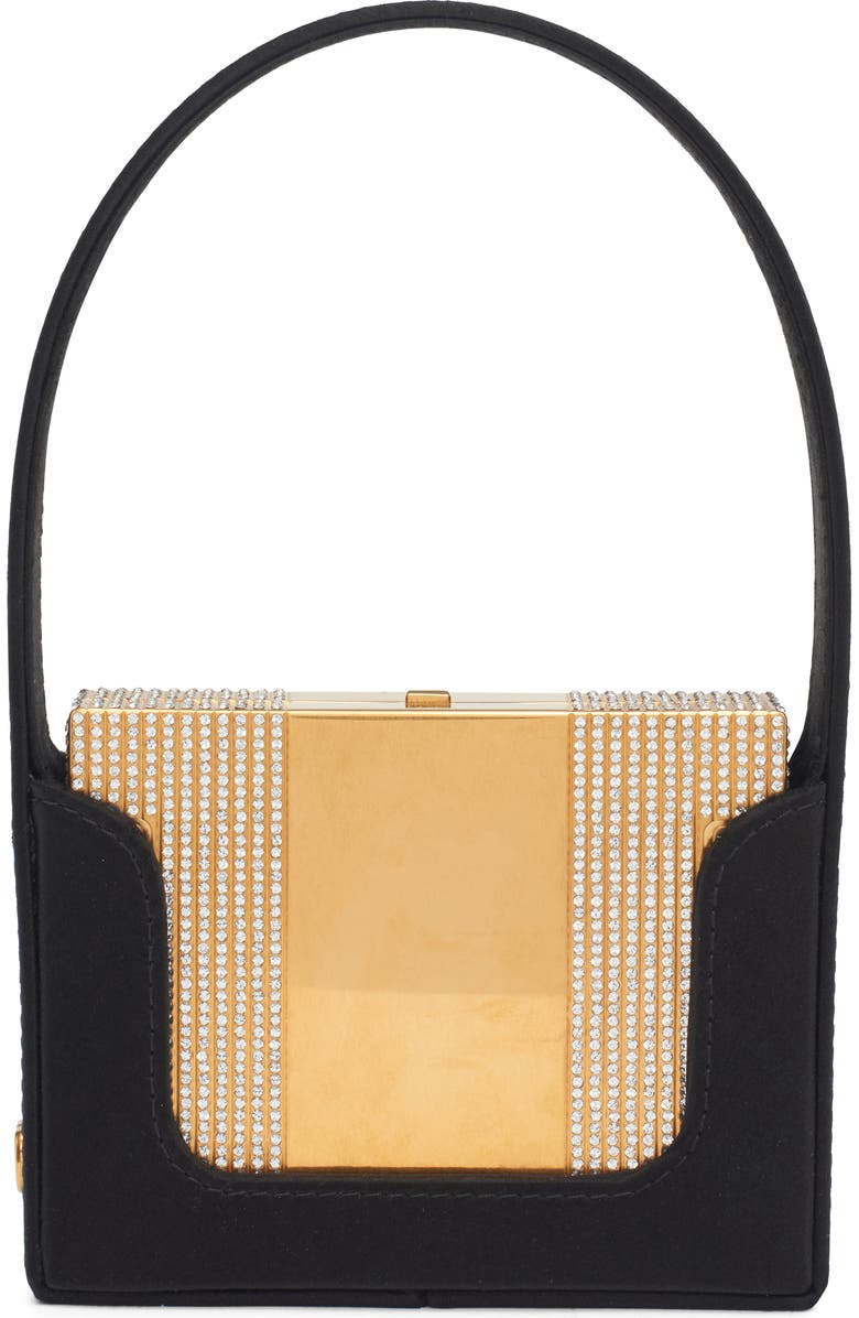 Valentino Garavani Minaumorphe Minaudière Crystal Embelllished Convertible Clutch, Alternate, color, Antique Brass-Crystal/ Nero