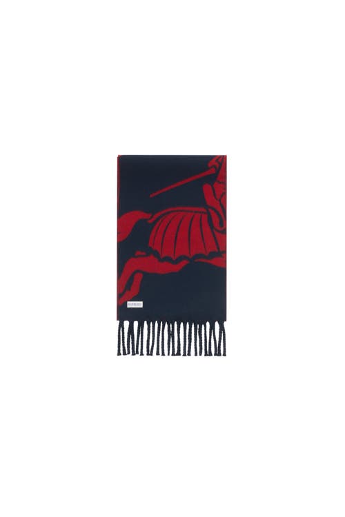 Burberry Reversible Ekd Wool Scarf In Red