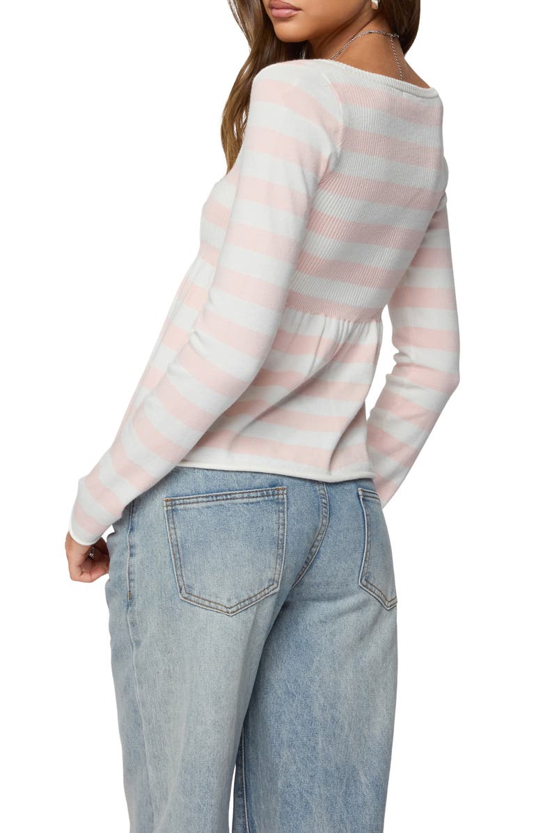 EDIKTED Lockie Stripe Knit Babydoll Top, Alternate, color, 