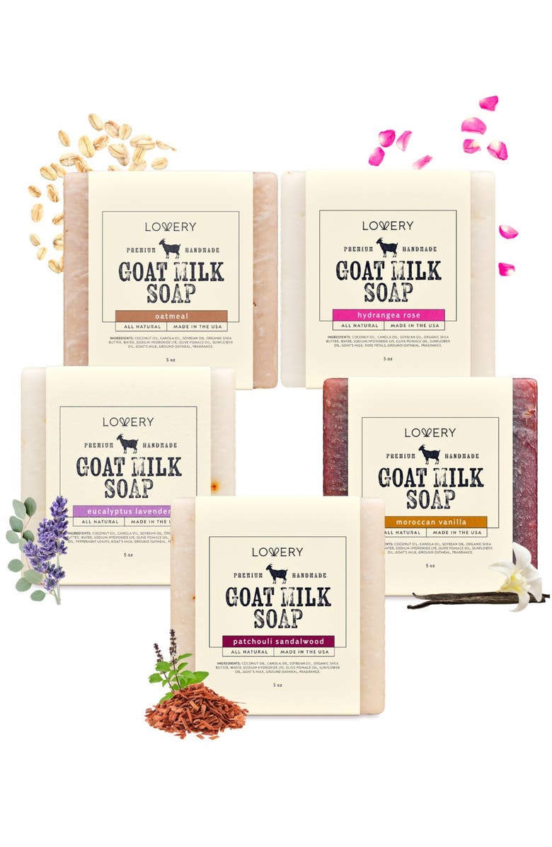 Lovery Handmade Goat Milk Soap Bars with Organic Shea Butter - Variety Scent - 5 Pack, Alternate, color, 5 Pack