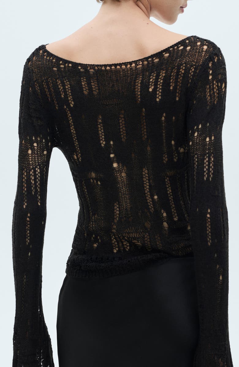 MANGO Open Stitch Ballet Neck Sweater, Alternate, color, 