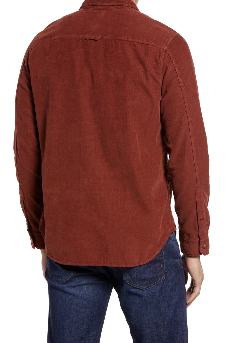 Colton Corduroy Button-Up Shirt, Alternate, color, FIRED COPPER