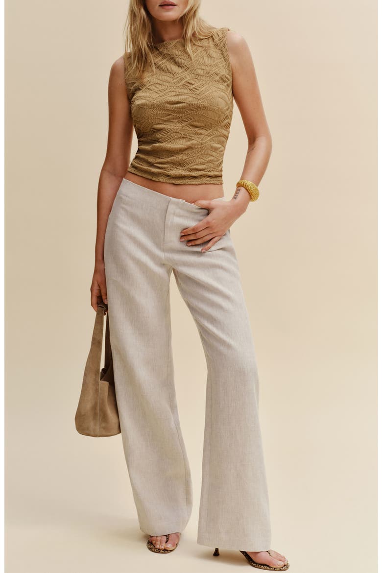 Vida Low Rise Linen Pants, Alternate, color, OATMEAL