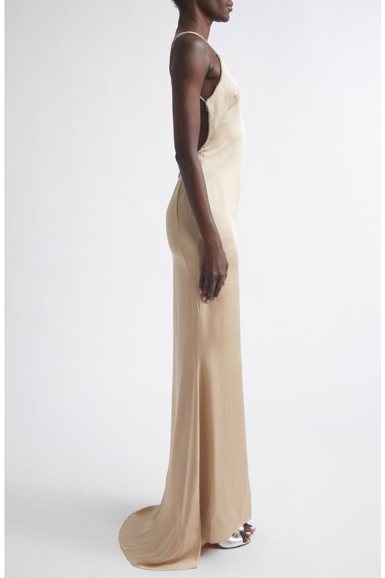 Crystal Chain Satin Gown, Alternate, color, BEIGE/ CRYSTAL