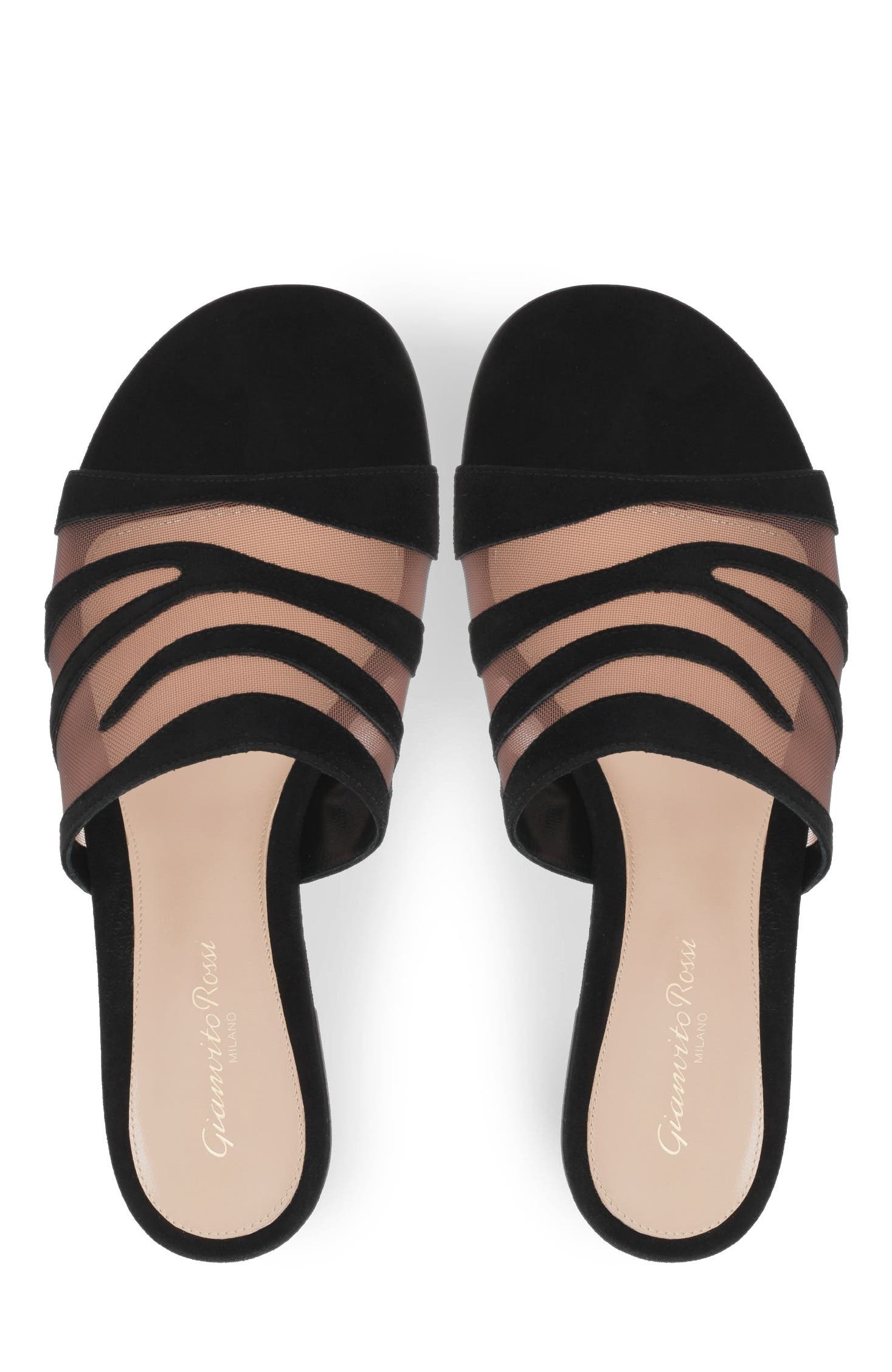 Gianvito Rossi Tigra Sandals, Alternate, color, Black Fabric And Suede
