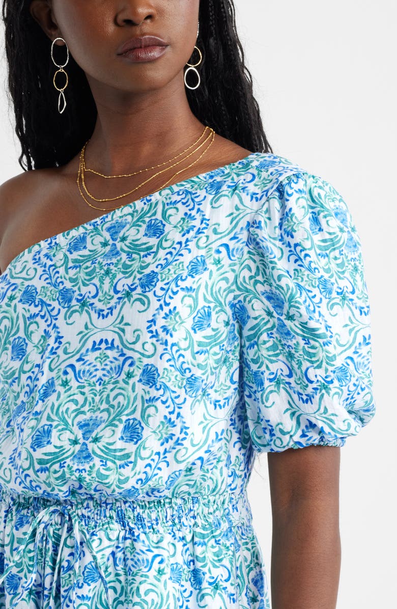 Chelsea28 One Shoulder Floral Print Maxi Dress, Alternate, color, Blue- Green Coastal Medallion