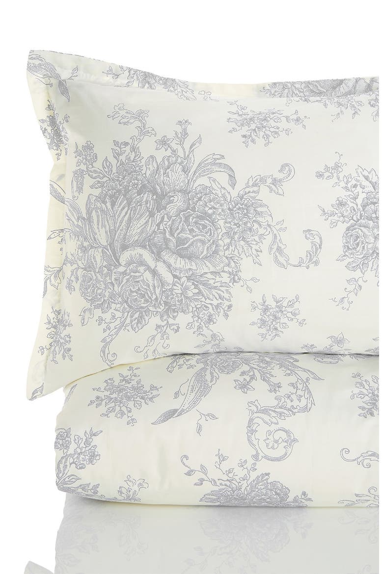 400 Thread Count Cotton Toile Duvet Set, Alternate, color, GREY