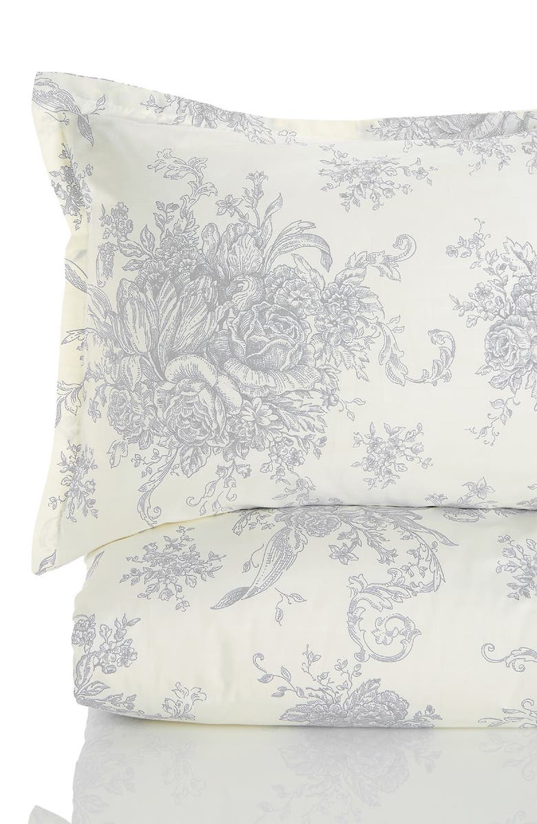 MELANGE HOME 400 Thread Count Cotton Toile Duvet Set, Alternate, color, Grey