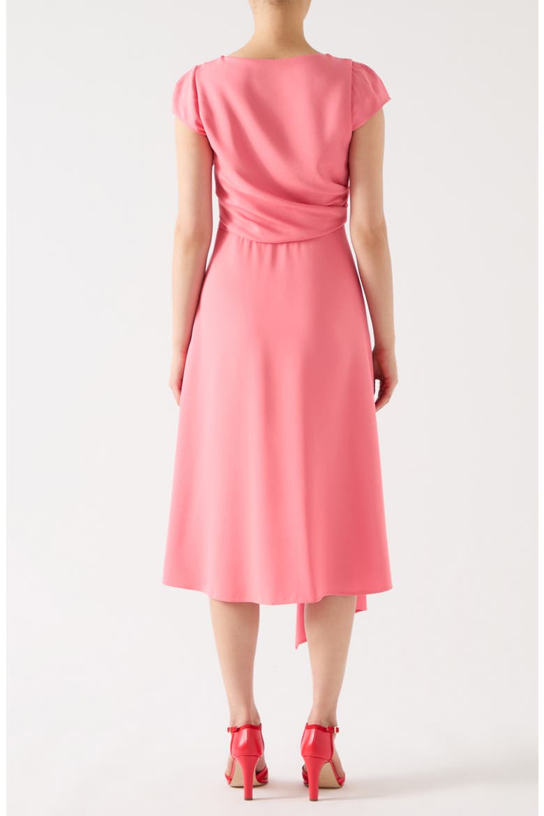 Moon Cap Sleeve Crepe Midi Dress, Alternate, color, PINK