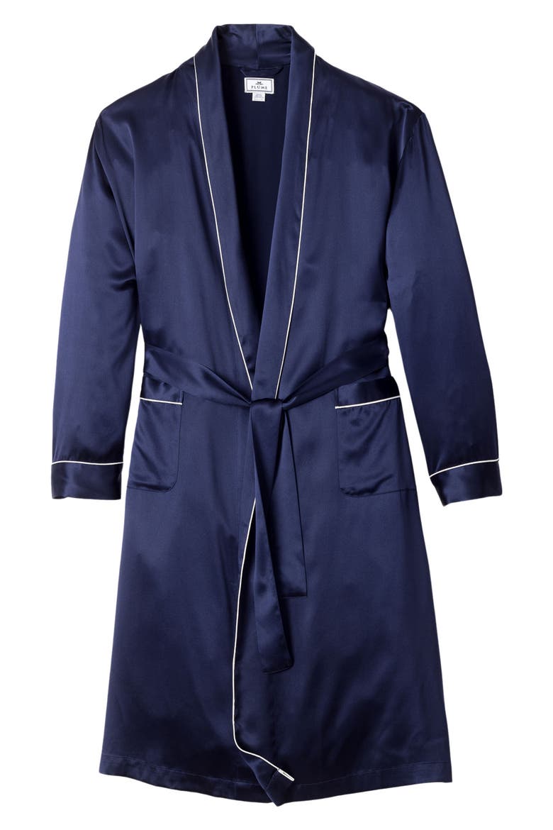 Silk Long Robe, Alternate, color, NAVY