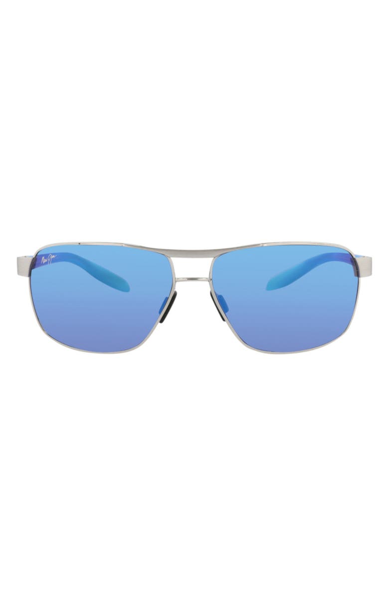 Maui Jim 62mm Aviator Sunglasses, Main, color, Chrome Chrome Blue