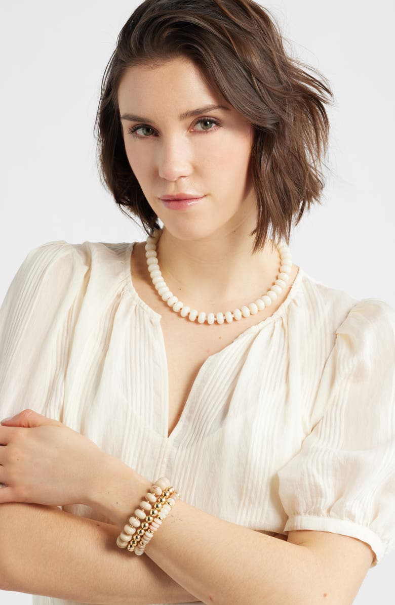 Nordstrom 3-Pack Beaded Bracelets, Alternate, color, Neutral Multi- Gold