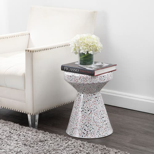 Jonathan Y Xenia 17.75" Modern Bohemian Terrazzo Indoor/outdoor Drum Accent Table In Multi