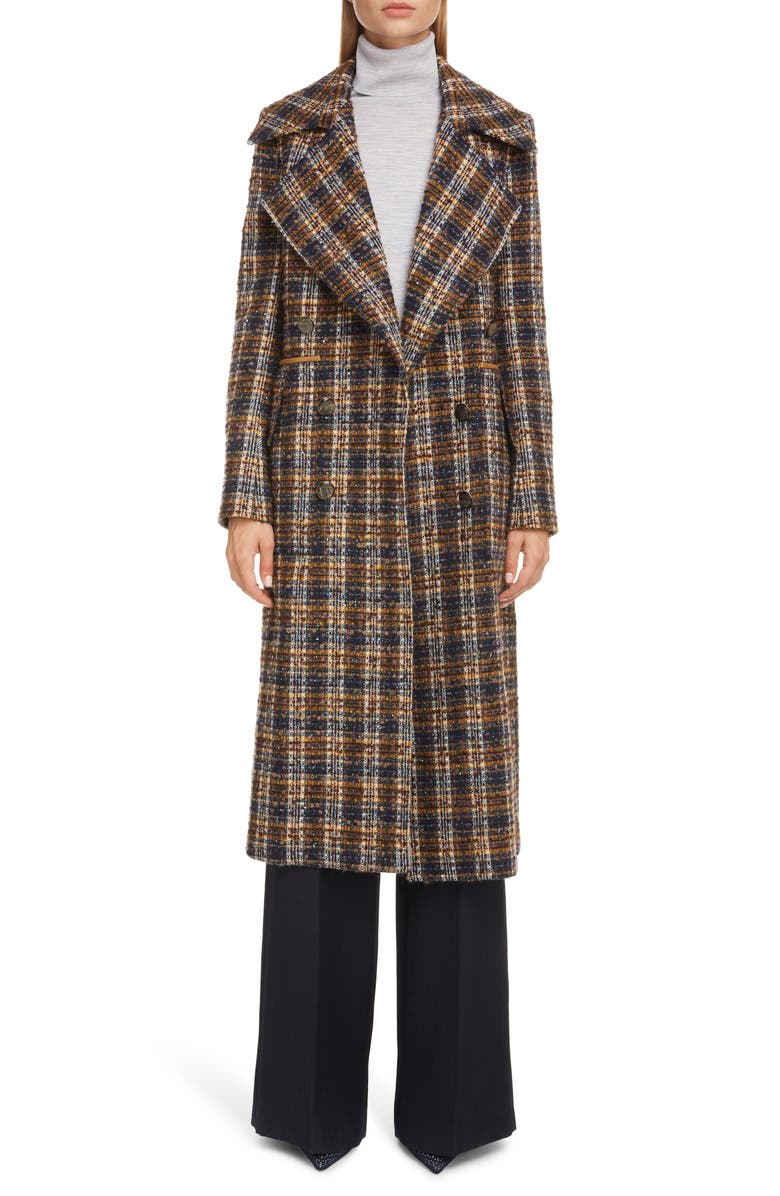 Victoria Beckham Double Breasted Summer Weight Tweed Coat, Alternate, color, 