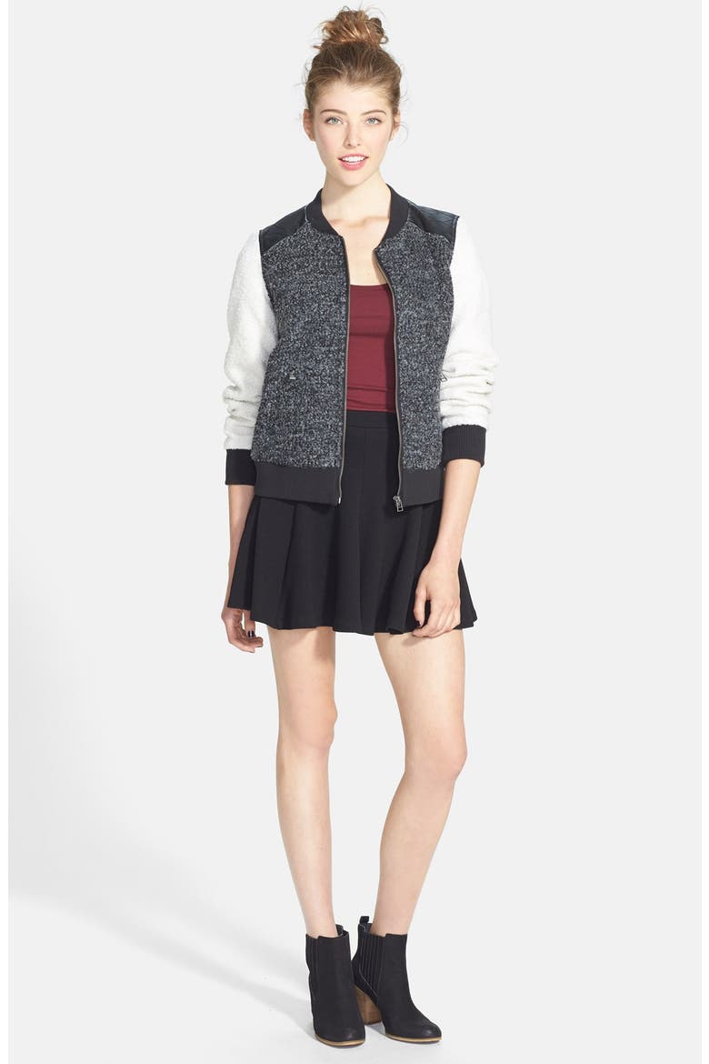 Textured Skater Skirt, Alternate, color, BLACK