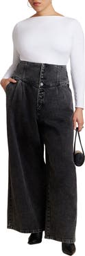 ELOQUII Corset Waist Wide Leg Jean