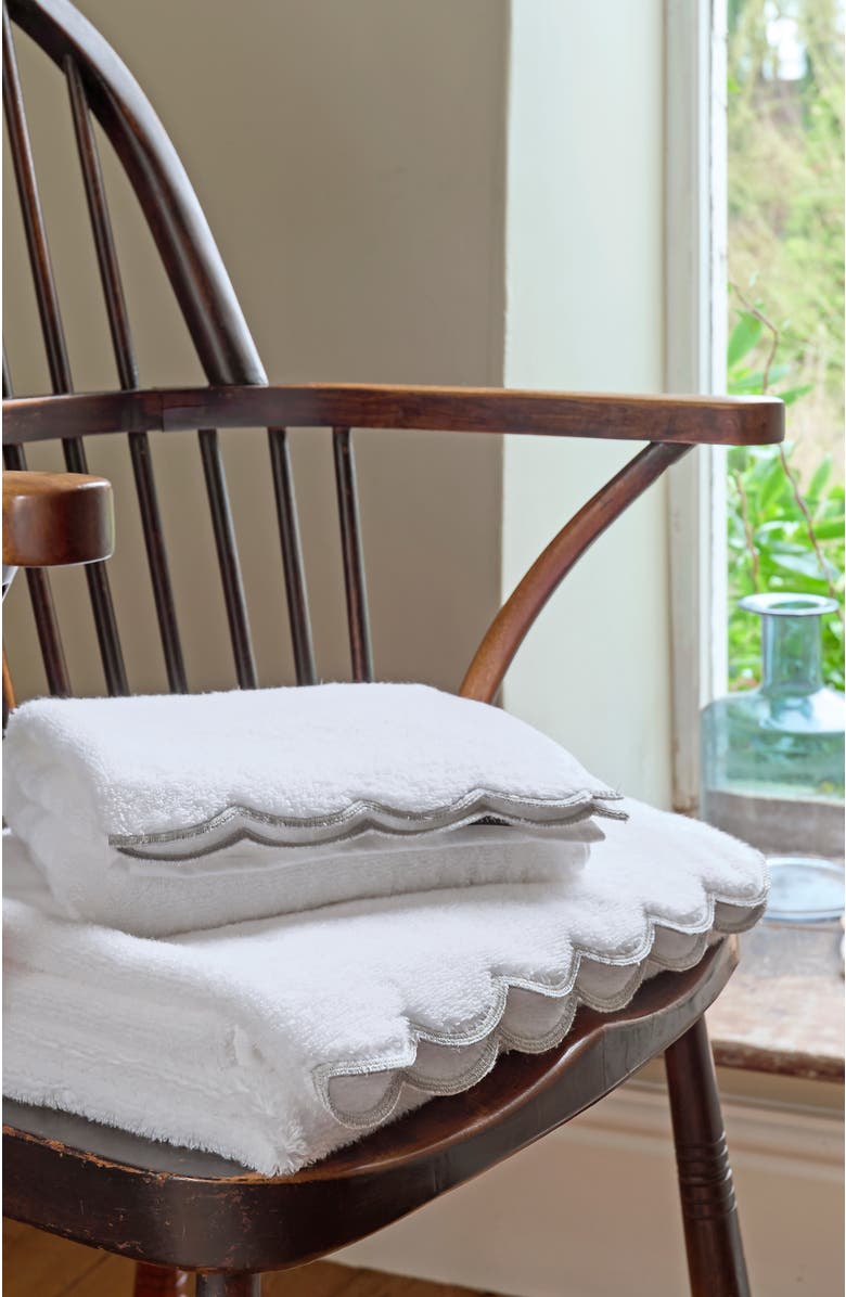 CHRISTY Scallop Edge Luxury Turkish Cotton Hand Towels, Alternate, color, Silver