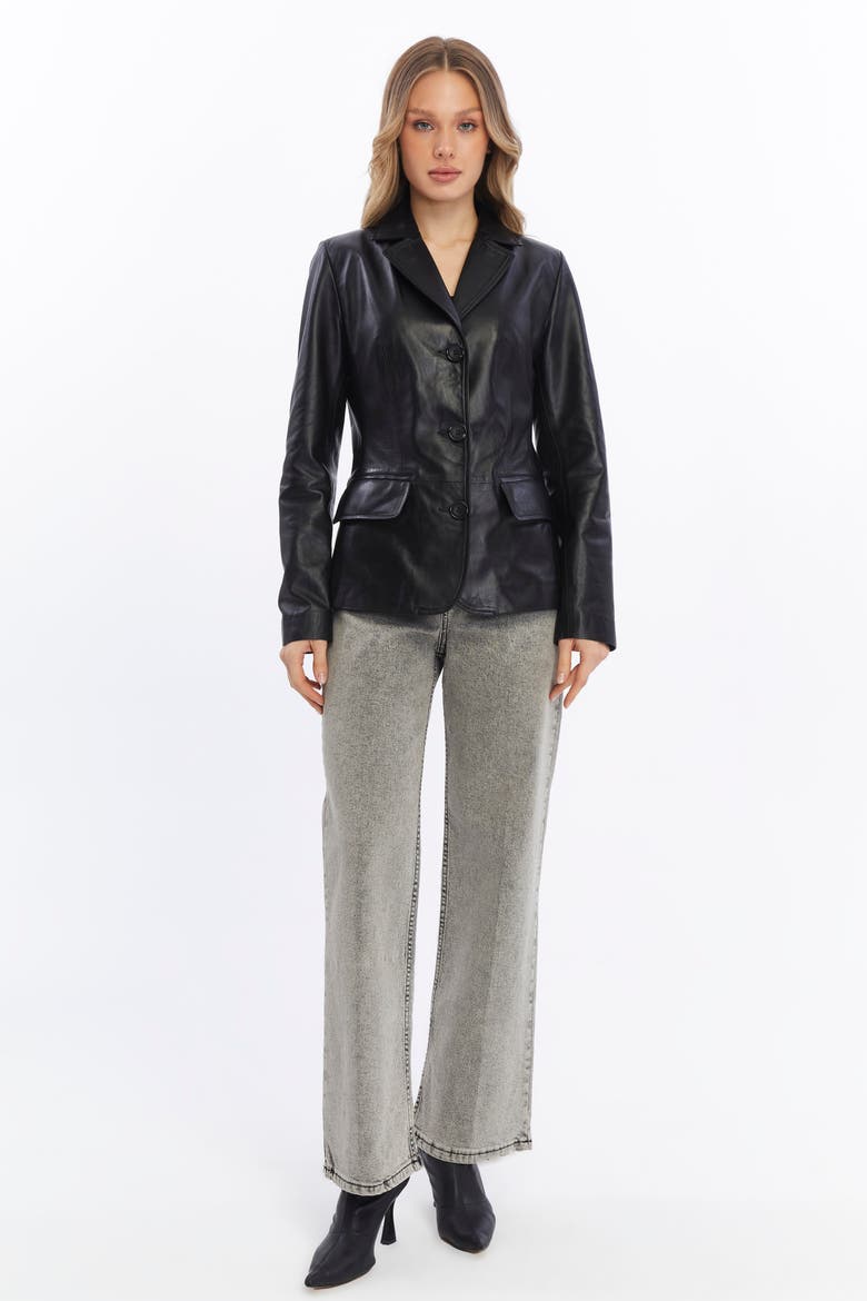 Esther Leather Jacket, Alternate, color, Black