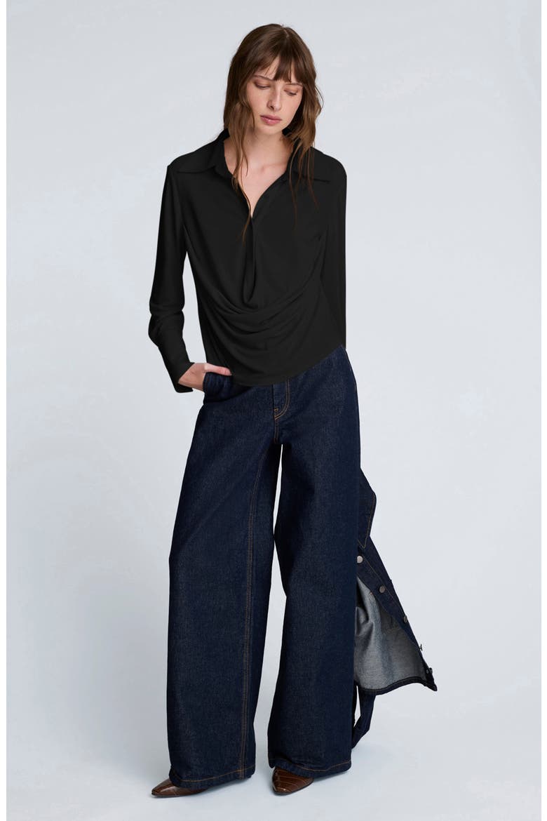 Drape Front Shirt, Alternate, color, BLACK