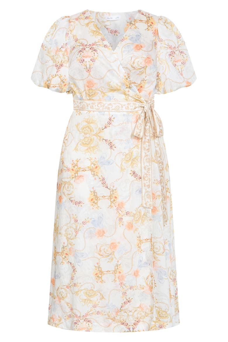 Anastasia Print Wrap Dress, Alternate, color, OPULENT IVORY