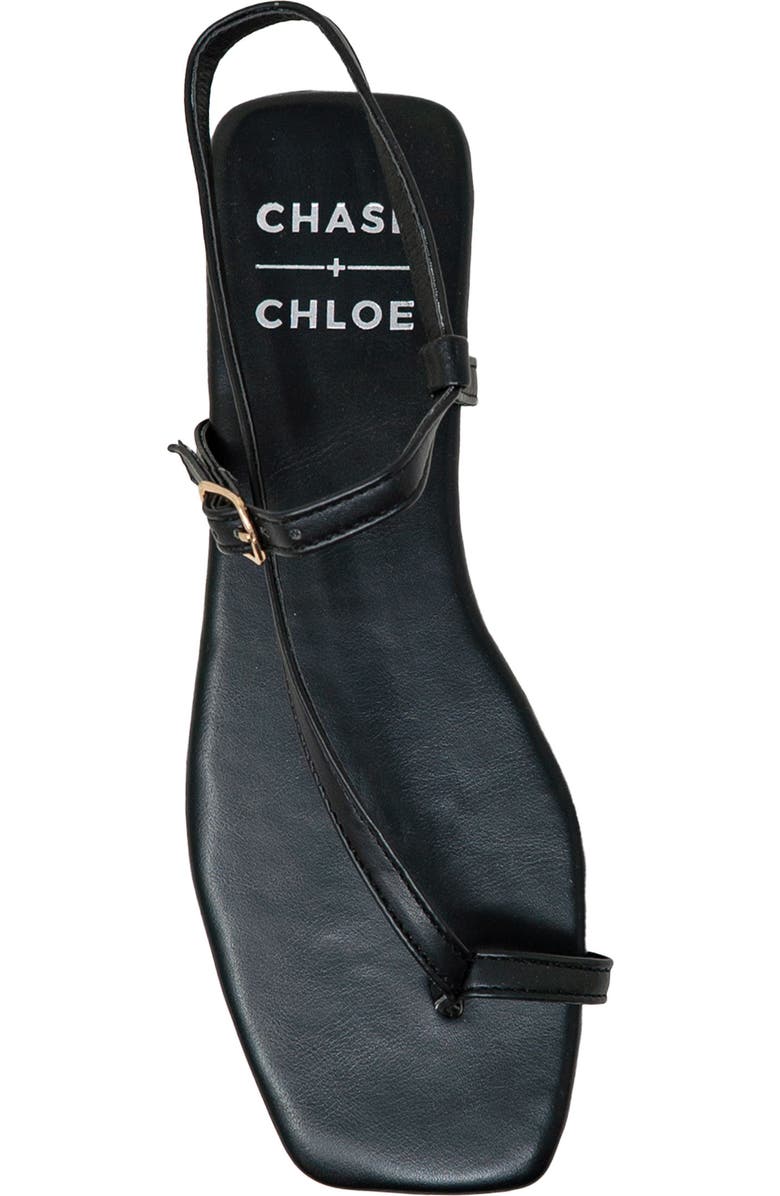 CHASE AND CHLOE Toe Loop Sandal, Alternate, color, Black Pu