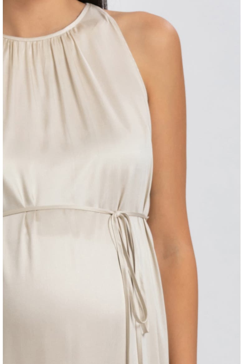 Sleeveless Satin Maternity Dress, Alternate, color, BEIGE