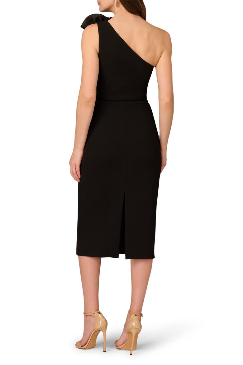Floral Embellished One-Shoulder Cocktail Dress, Alternate, color, BLACK