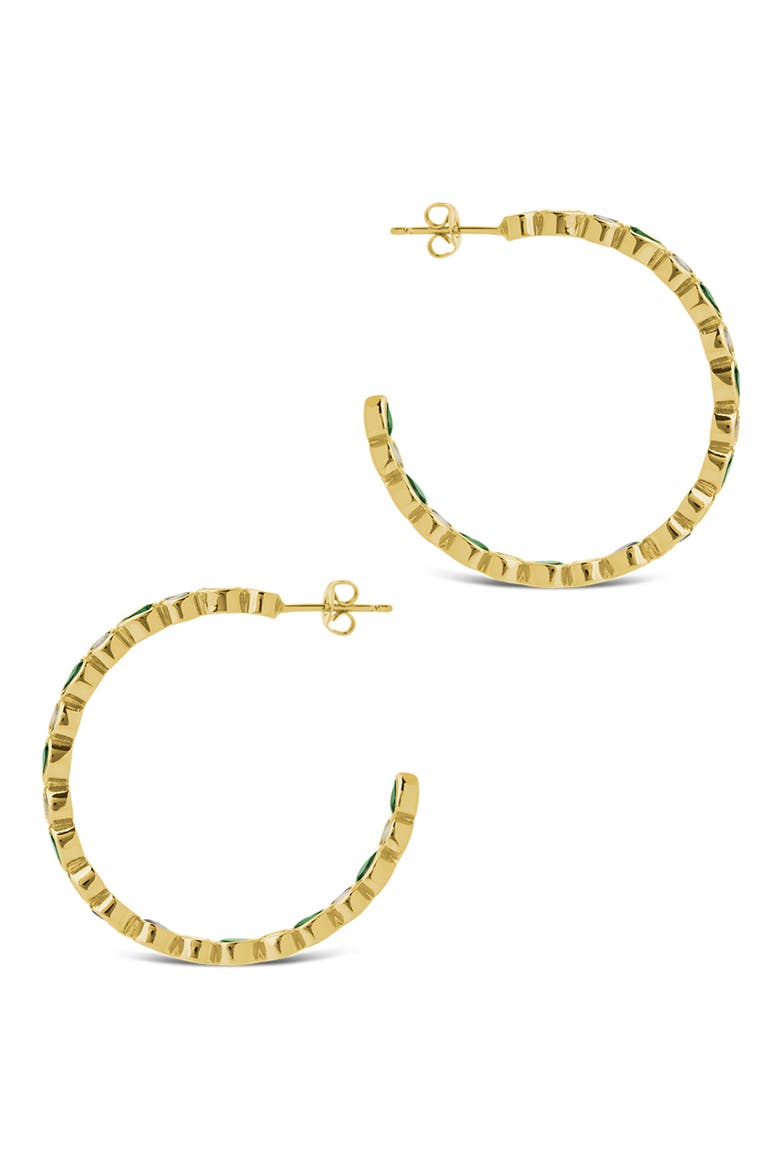 Bezel Mixed Cubic Zirconia Inside Out Hoop Earrings, Alternate, color, GOLD