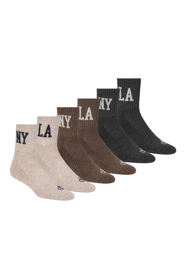 6-Pack Assorted Terry Quarter Crew Socks, Main, color, IVORY
