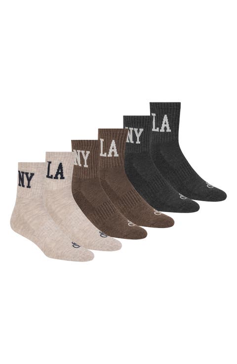 6-Pack Assorted Terry Quarter Crew Socks
