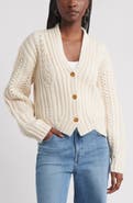Treasure & Bond Chevron Hem Cable Cardigan