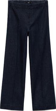 MANGO High Waist Wide Leg Denim Pants