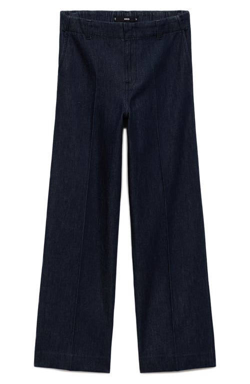 Mango High Waist Wide Leg Denim Pants In Black