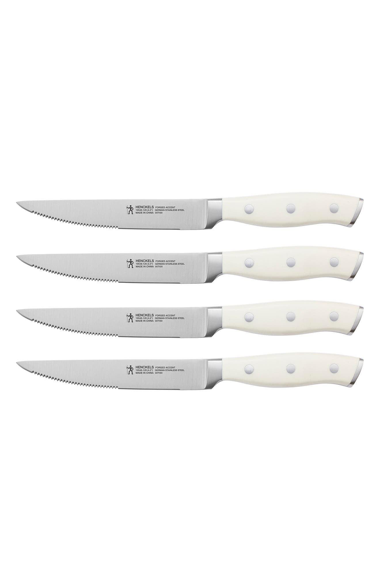 HENCKELS CUTLERY Henckels International Forged Accent 4-Piece Steak Knife Set - White