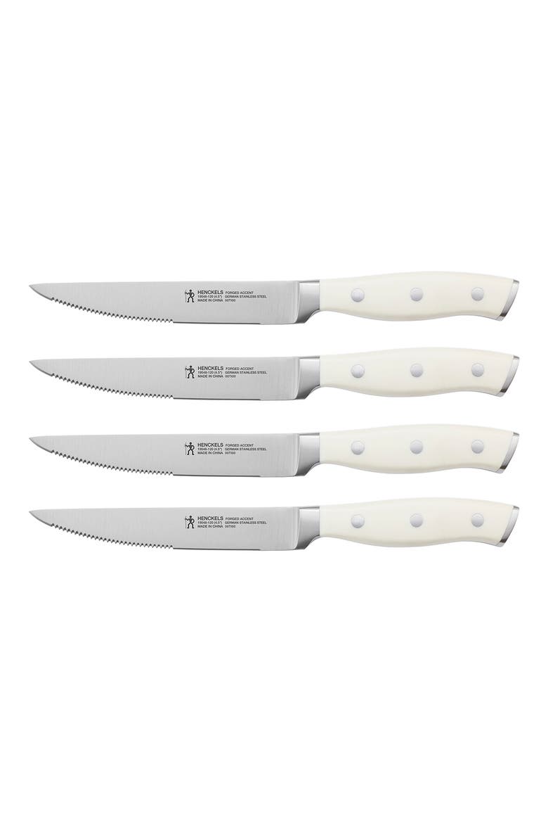 Henckels International Forged Accent 4-Piece Steak Knife Set - White, Main, color, WHITE