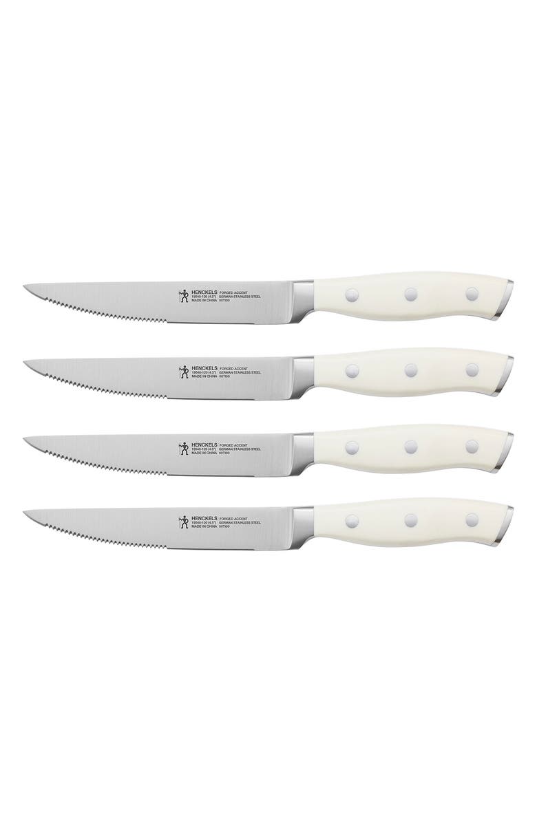 HENCKELS CUTLERY Henckels International Forged Accent 4-Piece Steak Knife Set - White, Main, color,