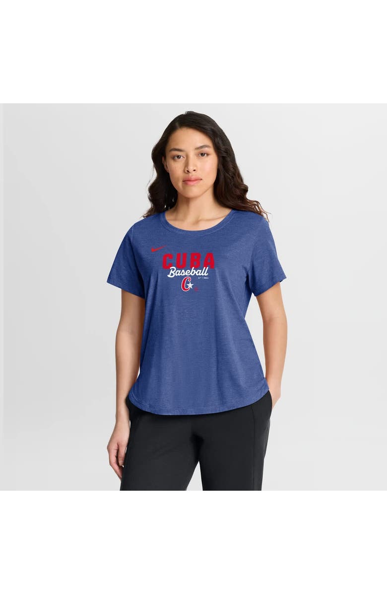 Nike Women's Nike Heather Blue Cuba Baseball 2026 World Baseball Classic Arched Tri-Blend T-Shirt, Main, color, Heather Blue