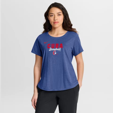 Women's Nike  Heather Blue Cuba Baseball 2026 World Baseball Classic Arched Tri-Blend T-Shirt