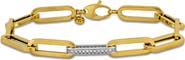 Julianna B. Cubic Zirconia Paper Clip Link Bracelet 14k