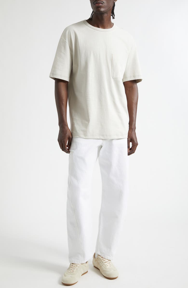 Lemaire Boxy Cotton & Linen T-Shirt, Alternate, color, Pearl